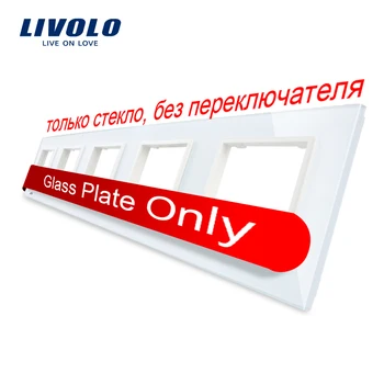 Livolo Luksus Hvid Krystal Glas Switch Panel, 364mm*80mm, EU-standard,som Femdobbelt Glas Panel For Stikkontakten