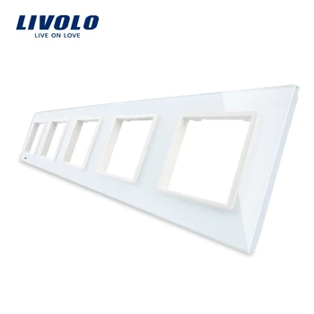 Livolo Luksus Hvid Krystal Glas Switch Panel, 364mm*80mm, EU-standard,som Femdobbelt Glas Panel For Stikkontakten