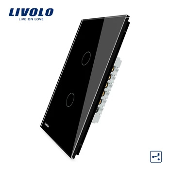 LIVOLO Nye US/AU standard Væggen Touch Screen Light Switch,2-banden 2-vejs, Hvid /Sort Glas Panel, VL-C502S-11/12