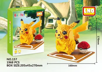 LNO Japansk Tegnefilm Pikachu Diamant Nanoblock Legetøj Stor Størrelse Søde Anime Slef-samling Model Mini-byggeklodser Julegaver