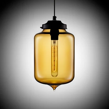 Loft Vintage Antikke Industrielle Farverige Glas Vedhæng Lys Armaturer med 6 Farve Lampeskærm E27/E26 til Restaurant, Café, Bar