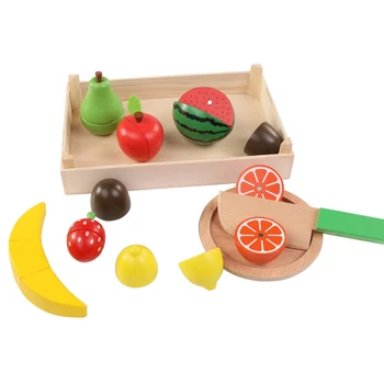 Logwood Træ-klassiske spil, simulering af køkken-serien legetøj Skære Frugt og Grøntsager Legetøj Montessori Tidlig uddannelse gaver