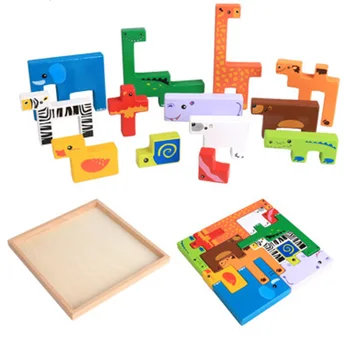 Logwood Træ Legetøj, Baby byggesten legetøj for børn, Dyr 13pcs Farverige Læring Pædagogiske Tabel Spil til Baby Gaver
