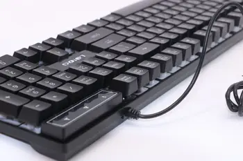 LOIOG russisk / engelsk 3 Farve Baggrundsbelysning Gaming Tastatur Teclado Gamer Flydende LED-Baggrundsbelyst USB-Lignende Mekanisk Føler