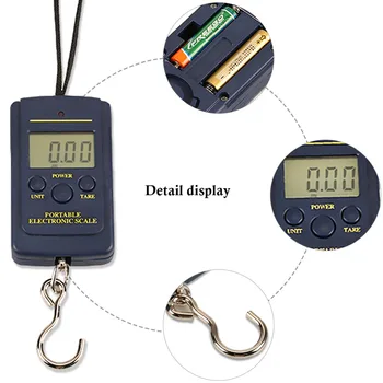 Lomme Elektronisk Digital Skala 1 STK Sort Elektroniske Skala Gram 0,01 g * 40kg Hængende Bagage Vægt Balance Bismer