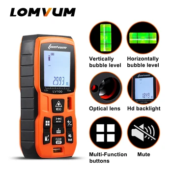 LOMVUM 40 M 60 m 80 m 100 m Laser Afstandsmåler Digital Laser Distance Meter batteri-drevet laser range finder (laserområdefinder) tape-afstandsmåler