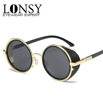 LONSY Nye Steampunk Solbriller Kvinder, Runde Briller, Beskyttelsesbriller Mænd Brand Design Unisex Vintage Retro Style Punk Oculos De Sol UV400