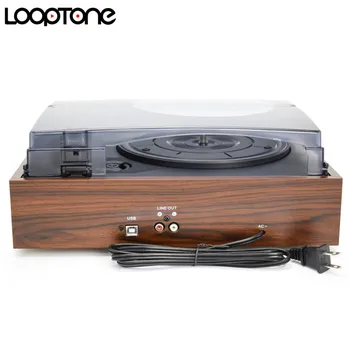 LoopTone Klassiske 33/45/78 RPM Bælte-Drev Grammofon Phono-Afspiller Til Vinyl LP-Optage 2 Indbyggede Højtalere PC Link, PHONO Line-out