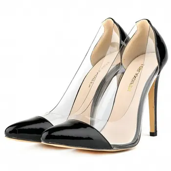 LOSLANDIFEN Nye sommer mode sexede kvinder pumper spidse tå høje heeles sko Transparent fest bryllup kjole sko kvinde 34-42