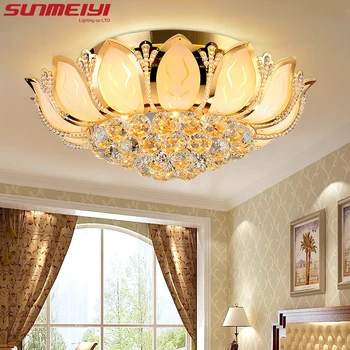 Lotus Blomst Moderne Loft Lys Med Glas Lampeskærm Guld Loft Lampe til stuen, Soveværelset lamparas de techo abajur