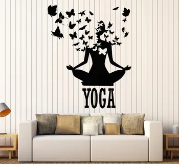 Lotus Meditation, Buddhisme Vinyl Væg Klistermærker Udsmykning Yoga Center Udgør Mærkat Aftagelig Vandtæt Design vægoverføringsbillede SA240