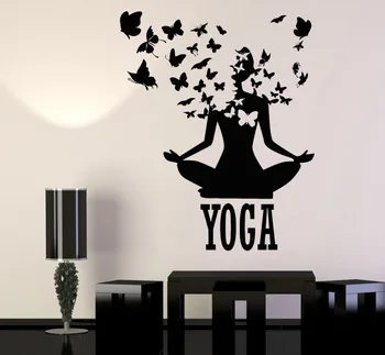 Lotus Meditation, Buddhisme Vinyl Væg Klistermærker Udsmykning Yoga Center Udgør Mærkat Aftagelig Vandtæt Design vægoverføringsbillede SA240