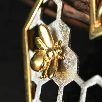 Lotus Sjov Ægte 925 Sterling Sølv med Håndlavet Fine Smykker Honeycomb Home Guard Kærlighed Hjerte Form Vedhæng uden Kæde til Kvinder