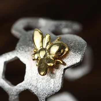 Lotus Sjov Ægte 925 Sterling Sølv Natural Håndlavet Fine Smykker Kreative Honeycomb Åben Ring hjemmeværnet Ringe til Kvinder Bijoux