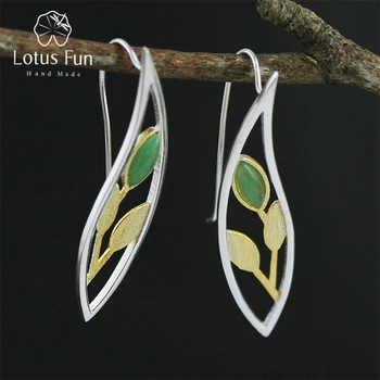Lotus Sjov Ægte 925 Sterling Sølv Natural Kreative Håndlavede Fine Smykker Forår i Luften, Efterlader Drop Øreringe til Kvinder