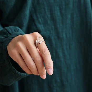 Lotus Sjov Ægte 925 Sterling Sølv Ring Naturlig Håndlavet Designer Fine Smykker Calla Lily Flower Ring Justerbar Ringe Kvinder