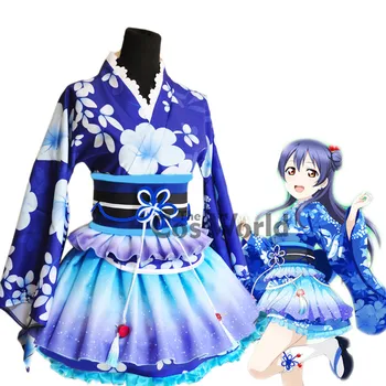 LoveLive! Elsker Live Umi Sonoda Sommer Festival Yukata Kimonoer morgenkåbe Fancy Kjole Uniform Tøj Anime Cosplay Kostumer