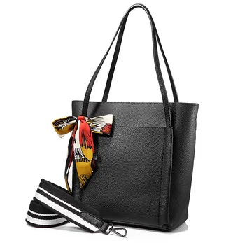 LOVEVOOK kvinder håndtaske skulder tasker kvindelige messenger taske med stor kapacitet damer afslappet tote tasker af høj kvalitet med buer Sort