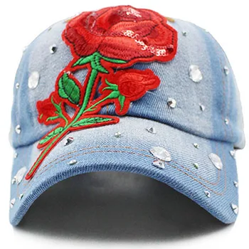 Lovingsha Blomster Baseball Cap Snapback Sommeren Cap Foråret Monteret Hætte Kvinder Engros Rhinestones Cap Til Pige Billige Hat