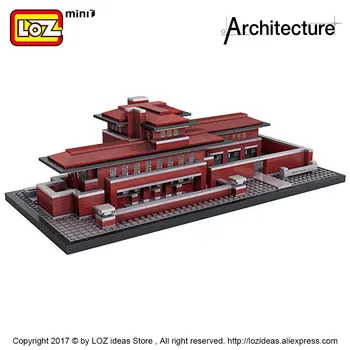 LOZ Blokke Arkitektur Robie House-Modellen Bygge Kits Mini Blokke Diy Bygge Legetøj Verdensberømte Arkitekturer Villa Blokke 1018