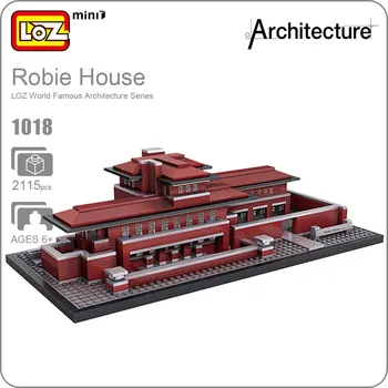 LOZ Blokke Arkitektur Robie House-Modellen Bygge Kits Mini Blokke Diy Bygge Legetøj Verdensberømte Arkitekturer Villa Blokke 1018