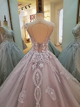 LS00017 aften kjole, blonder perlebesat balkjole længe part formel kjole til brudekjoler i organza robe de soiree abendkleider 2017 fast fotos