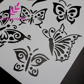 Lucia håndværk 1piece Butterfly Flower Lagdeling Stencils Til Væg Maling Scrapbog Stempling Prægning Papir Kort 048014040