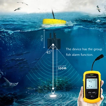 Lucky FF1108-1 Bærbar Sonar Alarm fishfinder Ekkolod 0.7-100M Transducer Dybde Sensor Finder med RU DA Brugervejledning #B3