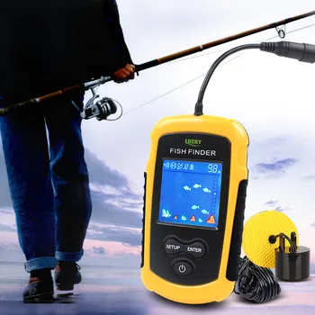 Lucky Fisk Finderne Alarm 100M Bærbare Sonar Trådført LCD-Fisk dybde Finder Ekkolod Elektronisk fiskegrej FFC1108-1#b4
