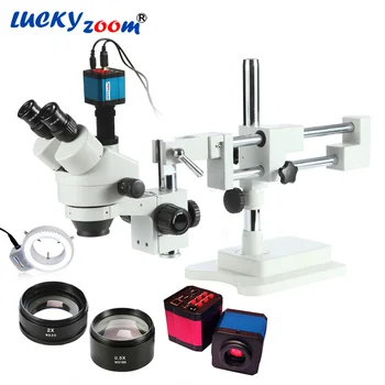 Luckyzoom 3,5 X-90X Dobbelt Boom Stereo Zoom Trinokulartubus Mikroskop 14MP Kamera 144LED Objektiv Microscopio Gratis Fragt