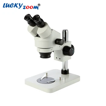 Luckyzoom 7X-45X Tabel Søjle Stå Kikkert Stereo Zoom Mikroskop Inspektion PCB Microscopio Tilbehør 144 Led Lys Ring