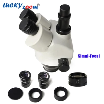 Luckyzoom Mærke 7X-90X Simul-Focal Trinokulartubus Zoom Stereo-Mikroskop Hoved WF10X/20 SZM2.0X WD30mm Microscopio Tilbehør