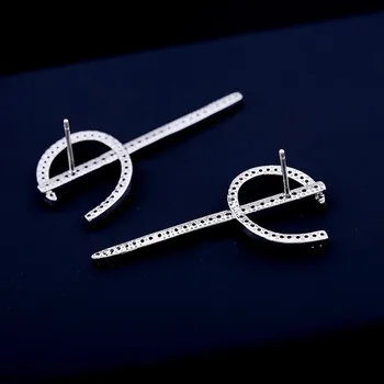 LUKENI Nye Ankomst Europa Og Usa Fashion Kvinder Micro Indlæg Zircon Geometri Type Cirkel Øreringe Smykker
