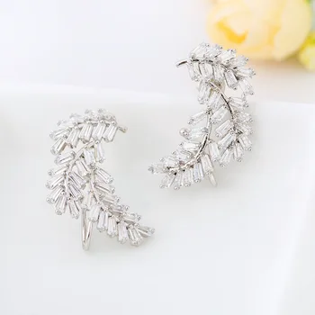 LUKENI Nye Design, Mode Kvinder Hvid ZC AAA+ Cubic Zircon, Uregelmæssige Blomster Øreringe smykker Smykker