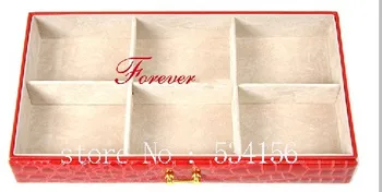 Luksuriøse stor 4 lag brunt læder smykkeskrin øreringe smykker display box bryllup gaver gave box (28. * 20 * 19,5 cm)