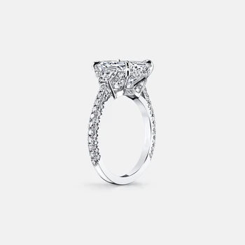 Luksus 3 ct Emeraled Cut Ring 925 Sterling Sølv Kvindelige Mærke Mode Smykker NSCD Kvinder Jubilæum Engagement Sølv Ringe