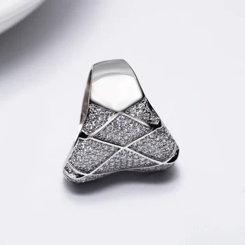Luksus butik, ring for kvinder, designer unikke smykker, guld og hvid farve micro bane cubic zirconia stor finger ringe