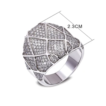 Luksus butik, ring for kvinder, designer unikke smykker, guld og hvid farve micro bane cubic zirconia stor finger ringe
