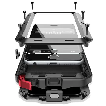 Luksus Doom Rustning Liv Stød Dropproof Stødsikkert Hybrid Metal Aluminum etui til iPhone 8 7 5 5S SE X 6 S 6S Plus
