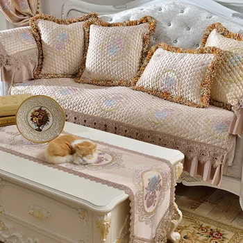 Luksus Europæiske sofa mat stue four seasons fælles vandopløselige blonde stof, non-slip luksus brugerdefinerede sofa håndklæde dække
