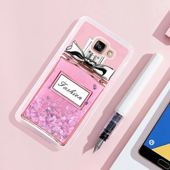 Luksus Flydende Glimmer Tilfældet For Samsung Galaxy A3 2016 Tilfælde Paillet Dynamisk Parfume Flaske Blomst Cover Til Galaxy A310 A310F