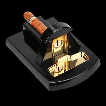 Luksus Gadgets Sort&Rød Akryl Elektroforese Skrivebord type Skarpe to Knive Cigar Cigar Cutter saks W/ Black Gave kasse