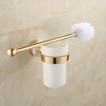 Luksus Holdbar Guld og Sølv Aluminium Toilet Børste Sæt med Kop Badeværelse Tilbehør
