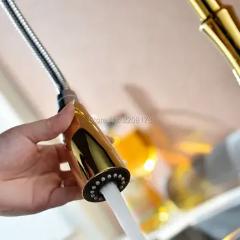 Luksus Høj Kvalitet Guld-Pull-Out Sprøjte Køkken Bar, Vask Vandhane Håndholdt Sprøjte Mixer, Solid Messing