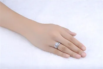 Luksus Massiv 925 Sterling Sølv, Bridal Wedding Ring Sæt Jubilæum Vintage Style 1 Carat CZ Diamant Engagement Ring