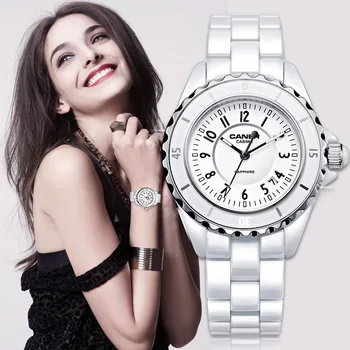 Luksus mærke Kvinder ure 2016 mode afslappet og elegant keramisk Hvid kvarts armbåndsur Kvinder Vandtæt 100m CASIMA #6702