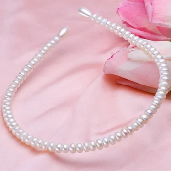Luksus Sexy Sweet 7-10mm naturlige perle hairbands Bryllup smykker Mode hovedbeklædning For kvinder Gratis fragt