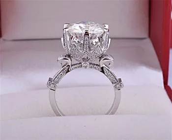 Luksus Stor SONA CZ Engagement Ring 925 Sterling Sølv Blomst Krone Design, Smykker, vielsesringe For Kvinder størrelsen 5-10