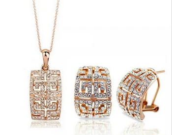 Luksus Østrigske krystal Smykker Sæt Alloy Square Part, Smykker til kvinder, Drop Shipping 1273-1273