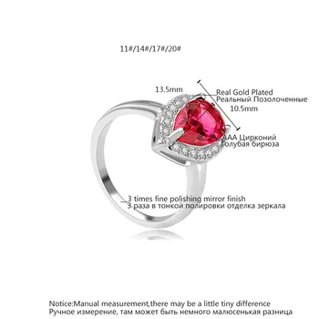 LUOTEEMI Hot Sell Fire Farve Option Vand Drop Form Cubic Zirconia Krystal Ring for et Engagement Valentine ' s Day Gave Engros